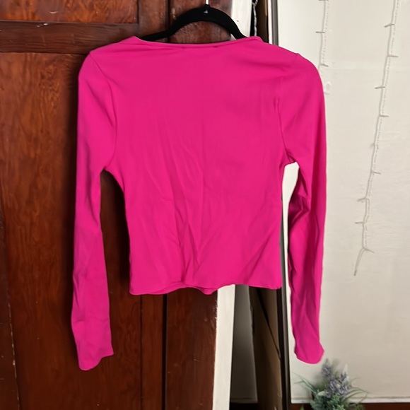 Always Trending Hot Pink Ribbed Twist Front Long Sleeve Top - Picture 6 of 6